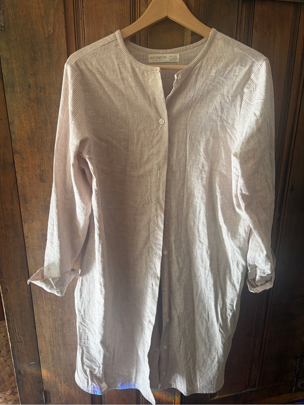 Hackwith design house cream Pinstripe Button-Down Tunic/dress